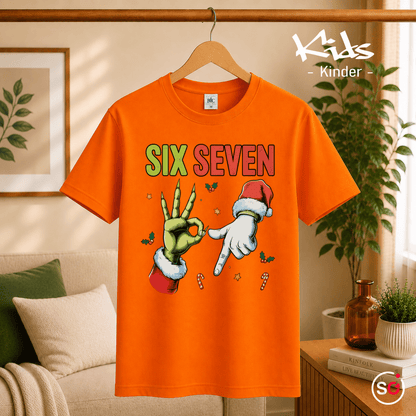 Six Seven Kinder T-Shirt | Lustiges Weihnachts-Motiv mit Grinch- & Santa-Händen - StyleOne