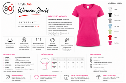 Größentabelle Damen – T-Shirt mit Statement-Spruch 'Ich darf meinen eigenen Weg gehen' | Süße Mädchen-Illustration