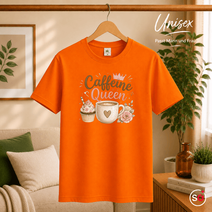 T-Shirt 'Caffeine Queen' | Süßes Design mit Kaffee, Cupcake und Rosen-Motiv - StyleOne