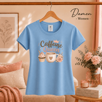 T-Shirt 'Caffeine Queen' | Süßes Design mit Kaffee, Cupcake und Rosen-Motiv - StyleOne