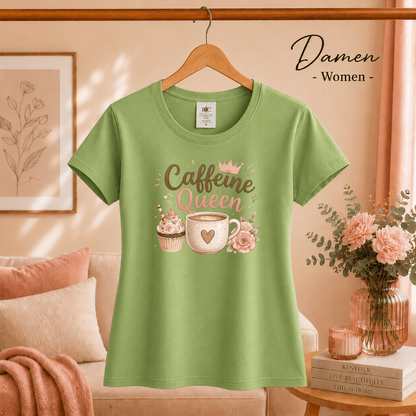 T-Shirt 'Caffeine Queen' | Süßes Design mit Kaffee, Cupcake und Rosen-Motiv - StyleOne