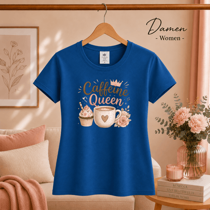 T-Shirt 'Caffeine Queen' | Süßes Design mit Kaffee, Cupcake und Rosen-Motiv - StyleOne