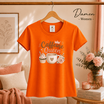T-Shirt 'Caffeine Queen' | Süßes Design mit Kaffee, Cupcake und Rosen-Motiv - StyleOne
