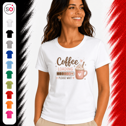 T-Shirt 'Coffee Loading' mit Ladebalken und süßer Kaffeetasse - StyleOne