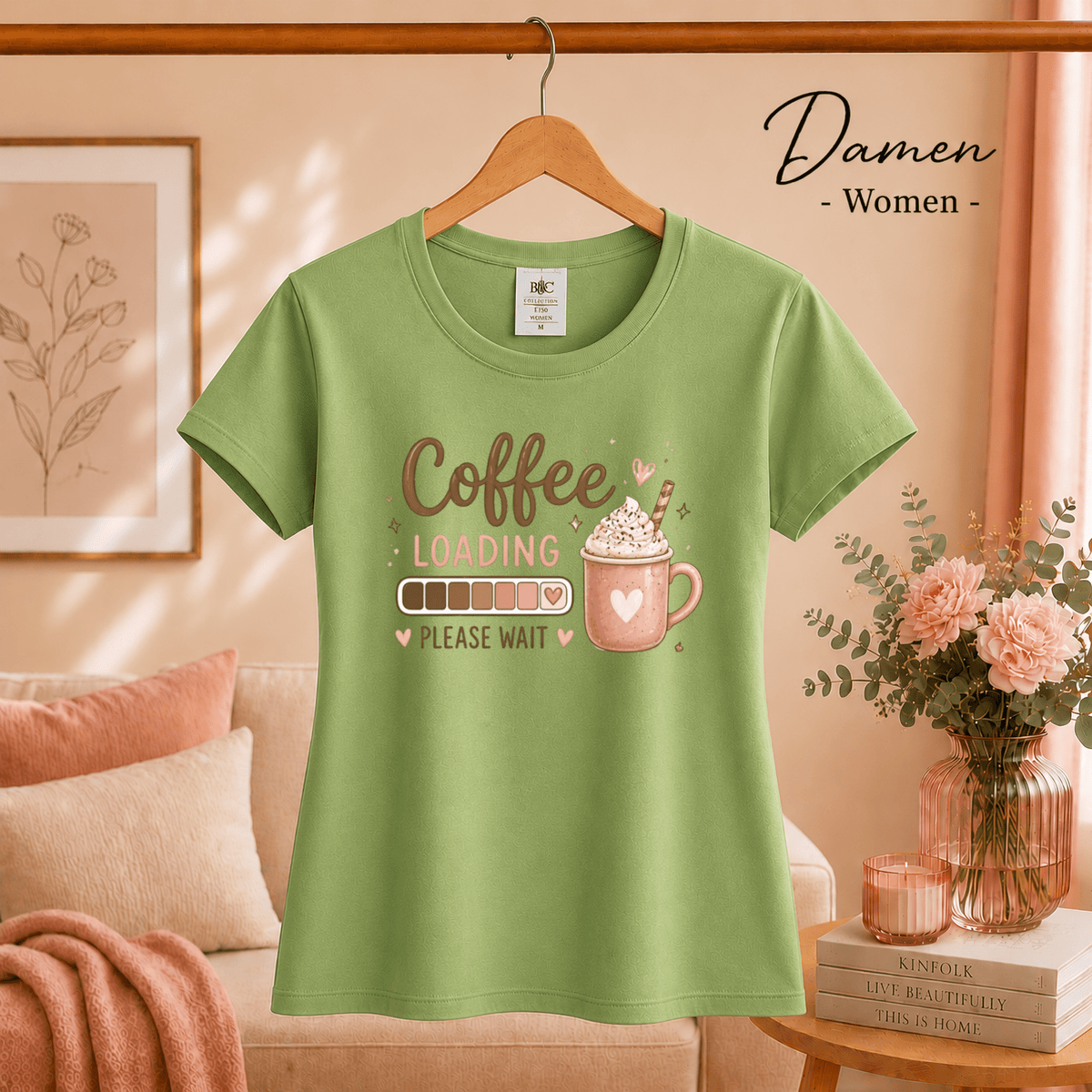 T-Shirt 'Coffee Loading' mit Ladebalken und süßer Kaffeetasse - StyleOne