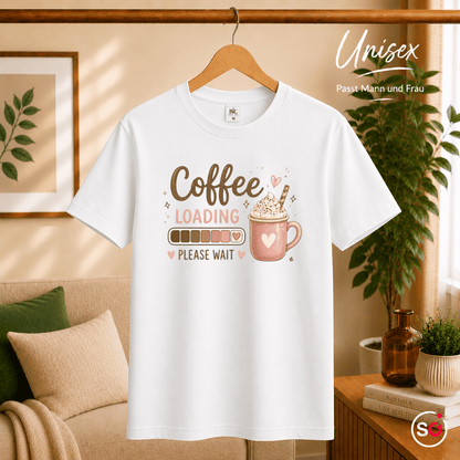 T-Shirt 'Coffee Loading' mit Ladebalken und süßer Kaffeetasse - StyleOne