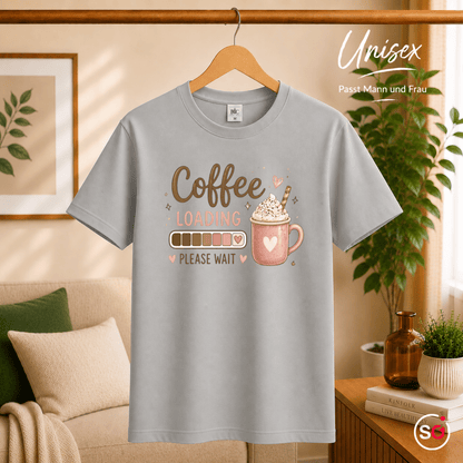 T-Shirt 'Coffee Loading' mit Ladebalken und süßer Kaffeetasse - StyleOne