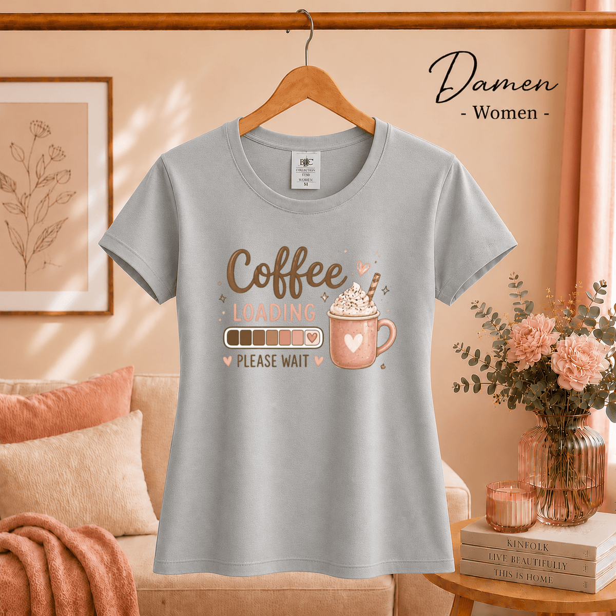 T-Shirt 'Coffee Loading' mit Ladebalken und süßer Kaffeetasse - StyleOne