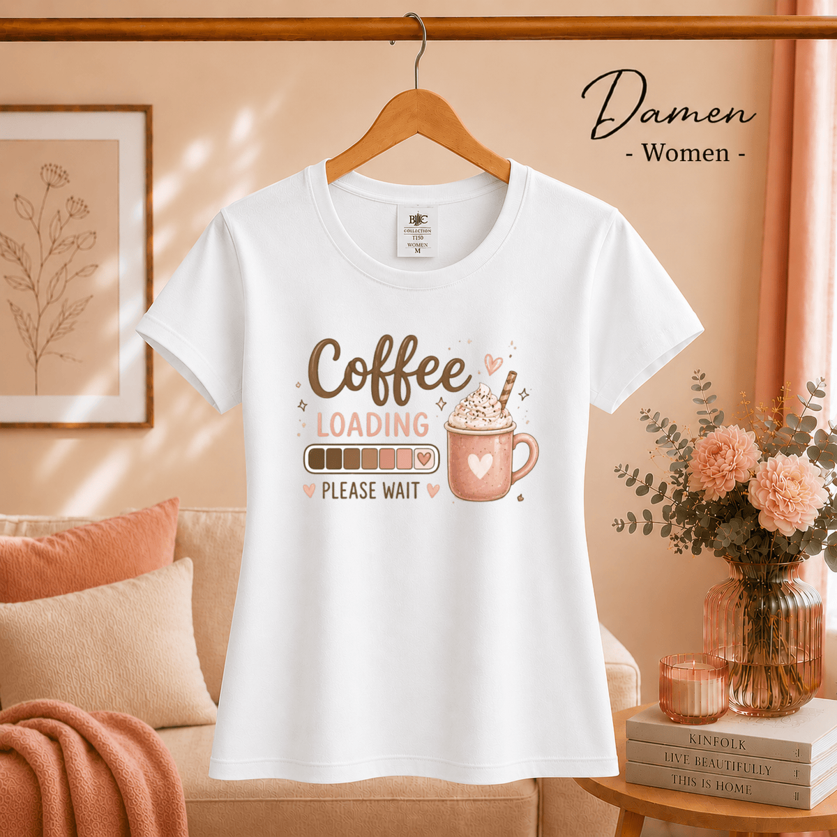 T-Shirt 'Coffee Loading' mit Ladebalken und süßer Kaffeetasse - StyleOne