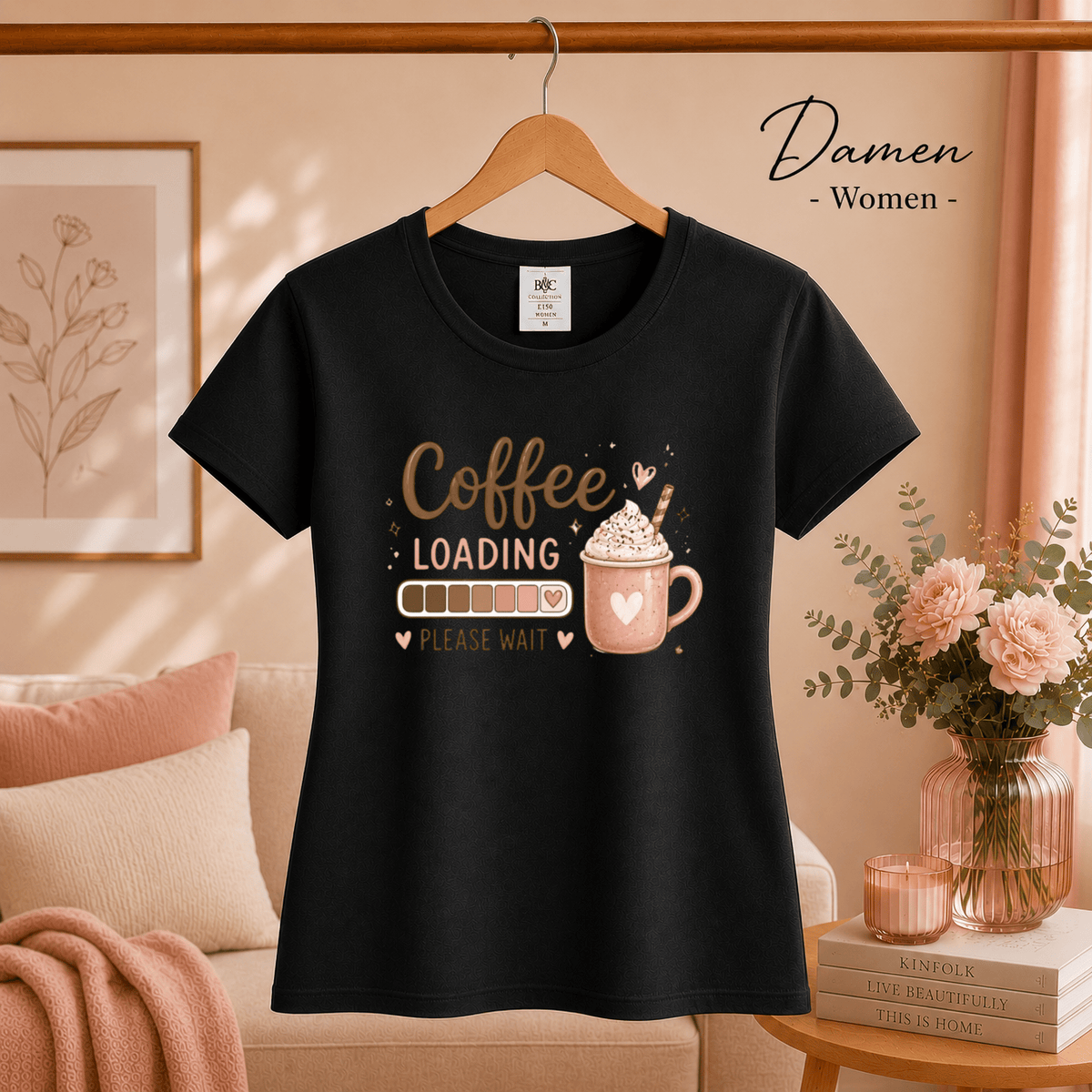 T-Shirt 'Coffee Loading' mit Ladebalken und süßer Kaffeetasse - StyleOne