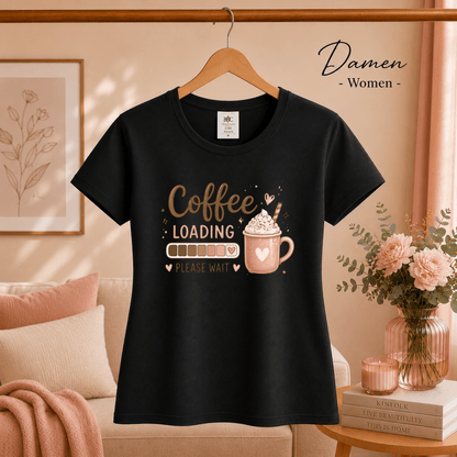T-Shirt 'Coffee Loading' mit Ladebalken und süßer Kaffeetasse - StyleOne