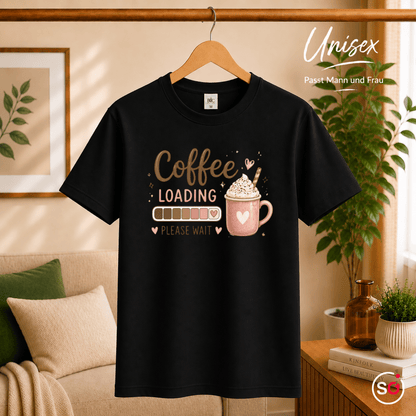 T-Shirt 'Coffee Loading' mit Ladebalken und süßer Kaffeetasse - StyleOne