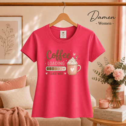 T-Shirt 'Coffee Loading' mit Ladebalken und süßer Kaffeetasse - StyleOne