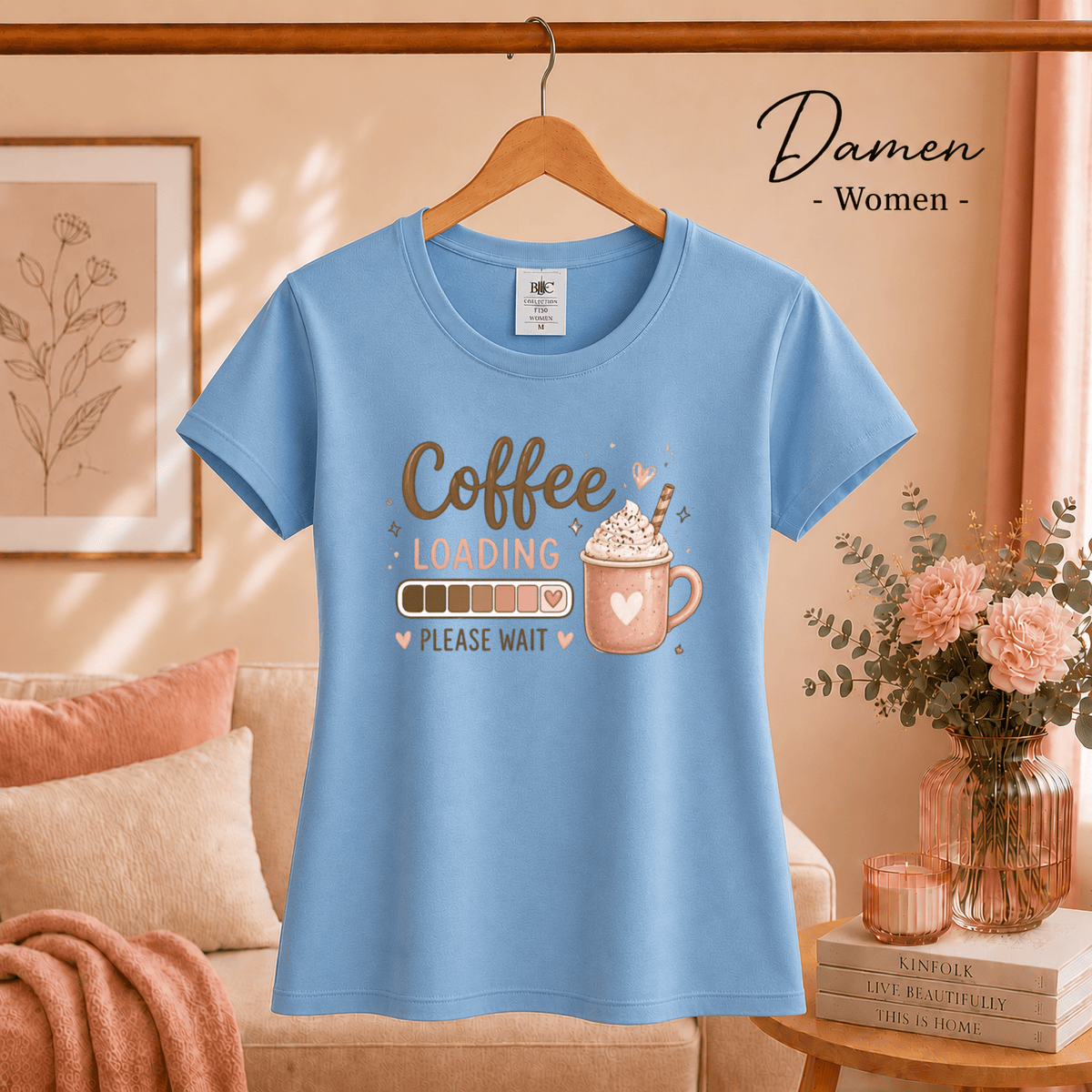 T-Shirt 'Coffee Loading' mit Ladebalken und süßer Kaffeetasse - StyleOne