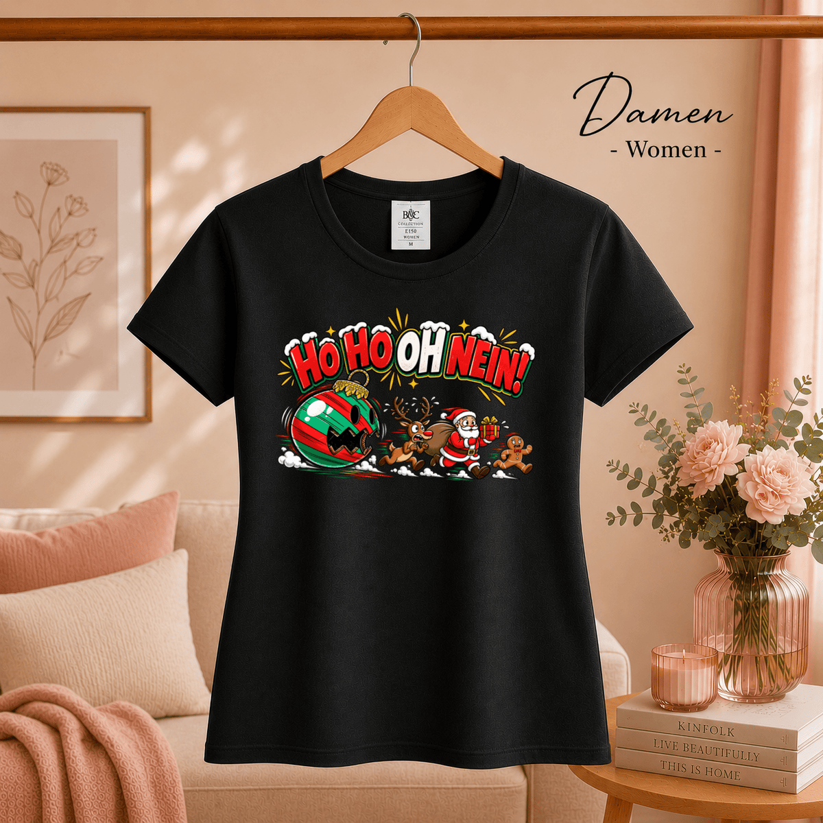 T-Shirt 'Ho Ho Oh Nein!' - Lustiges Weihnachts-Chaos mit Santa & Rentier - StyleOne