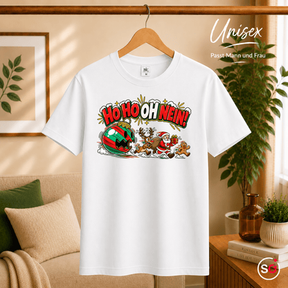 T-Shirt 'Ho Ho Oh Nein!' - Lustiges Weihnachts-Chaos mit Santa & Rentier - StyleOne