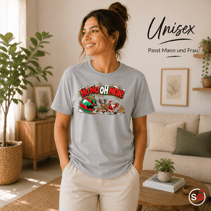 T-Shirt 'Ho Ho Oh Nein!' - Lustiges Weihnachts-Chaos mit Santa & Rentier - StyleOne