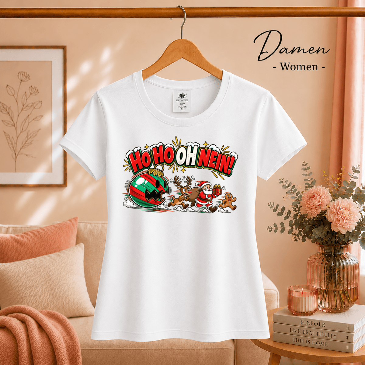 T-Shirt 'Ho Ho Oh Nein!' - Lustiges Weihnachts-Chaos mit Santa & Rentier - StyleOne