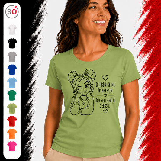 T-Shirt 'Ich rette mich selbst' | Statement-Design mit selbstbewusster, zwinkernder Comic-Frau - StyleOne