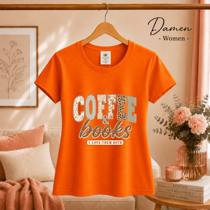 T-Shirt mit 'Coffee & Books' Statement-Aufdruck im verspielten Patchwork-Design - StyleOne