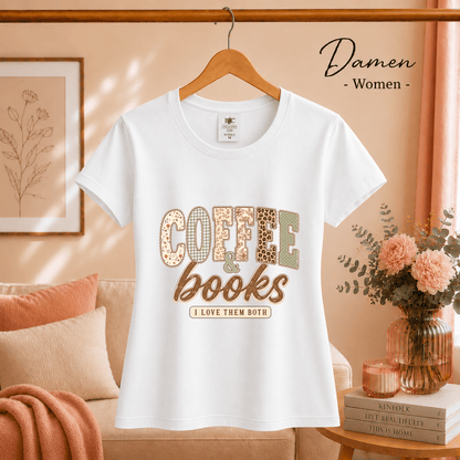 T-Shirt mit 'Coffee & Books' Statement-Aufdruck im verspielten Patchwork-Design - StyleOne