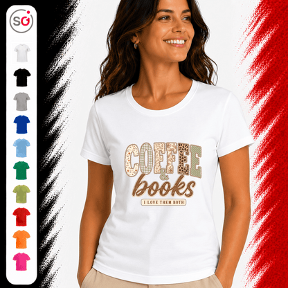 T-Shirt mit 'Coffee & Books' Statement-Aufdruck im verspielten Patchwork-Design - StyleOne