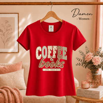 T-Shirt mit 'Coffee & Books' Statement-Aufdruck im verspielten Patchwork-Design - StyleOne