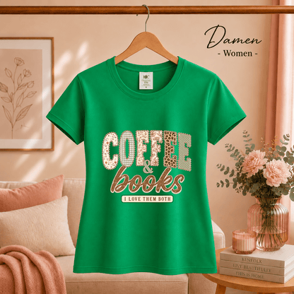 T-Shirt mit 'Coffee & Books' Statement-Aufdruck im verspielten Patchwork-Design - StyleOne
