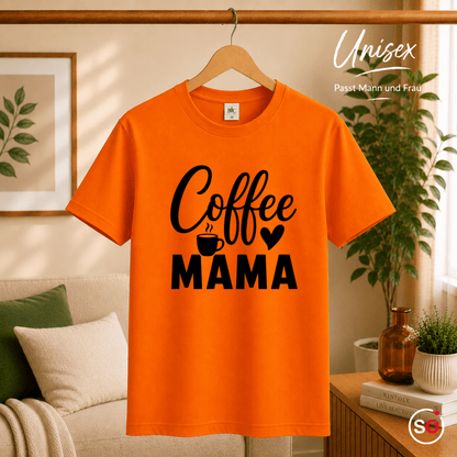 T-Shirt mit 'Coffee Mama' Schriftzug, Herz & Kaffeetasse – Design für Kaffeeliebhaberinnen - StyleOne