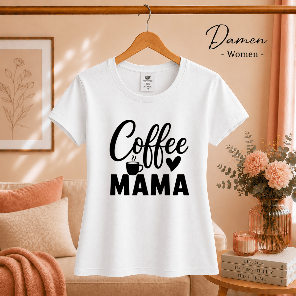 T-Shirt mit 'Coffee Mama' Schriftzug, Herz & Kaffeetasse – Design für Kaffeeliebhaberinnen - StyleOne