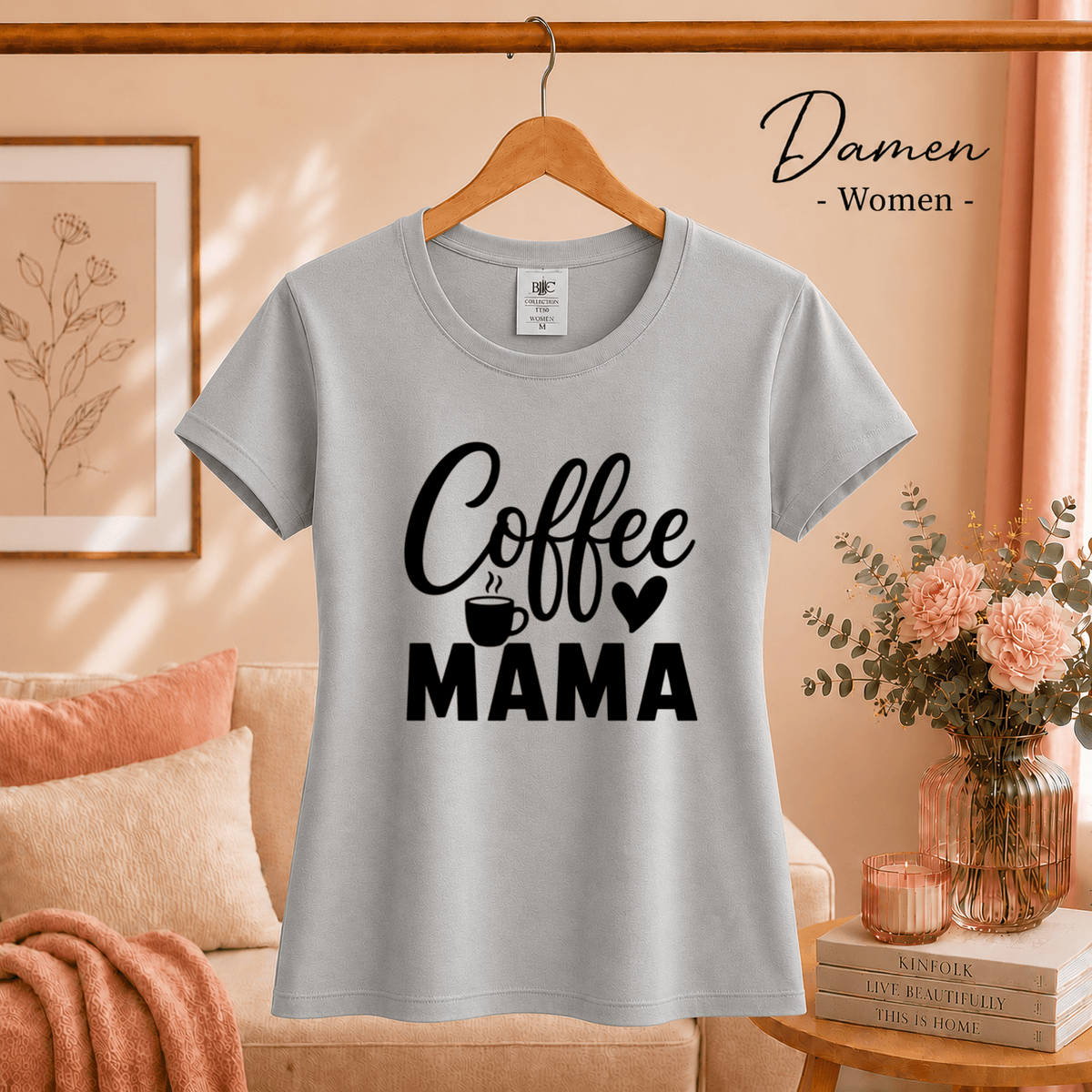 T-Shirt mit 'Coffee Mama' Schriftzug, Herz & Kaffeetasse – Design für Kaffeeliebhaberinnen - StyleOne