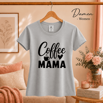 T-Shirt mit 'Coffee Mama' Schriftzug, Herz & Kaffeetasse – Design für Kaffeeliebhaberinnen - StyleOne