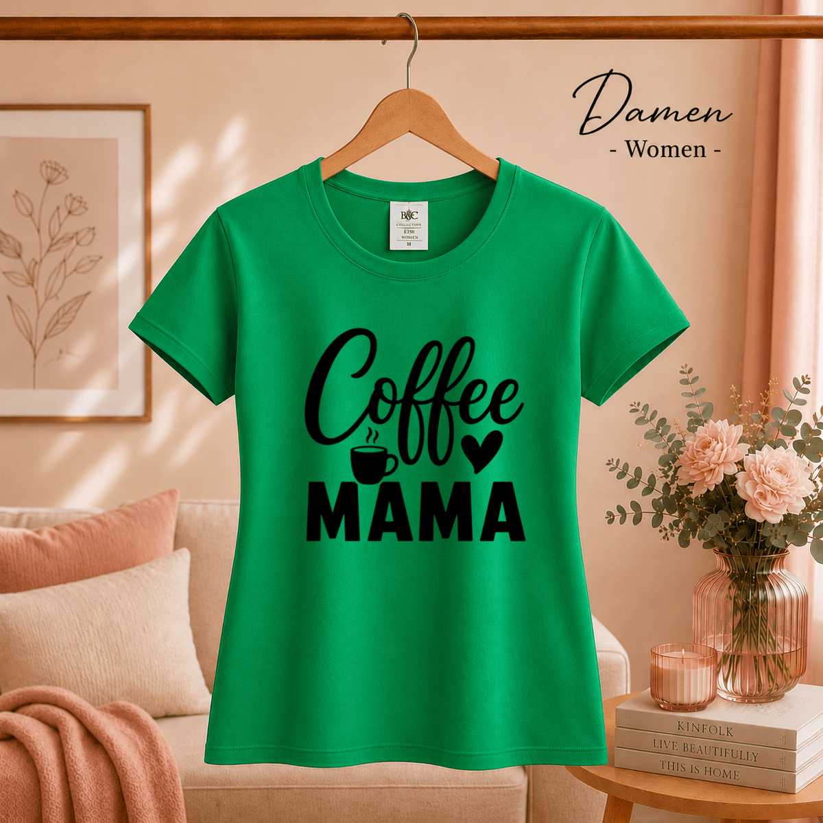 T-Shirt mit 'Coffee Mama' Schriftzug, Herz & Kaffeetasse – Design für Kaffeeliebhaberinnen - StyleOne