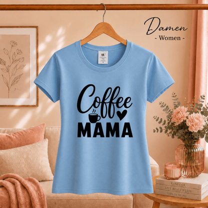 T-Shirt mit 'Coffee Mama' Schriftzug, Herz & Kaffeetasse – Design für Kaffeeliebhaberinnen - StyleOne