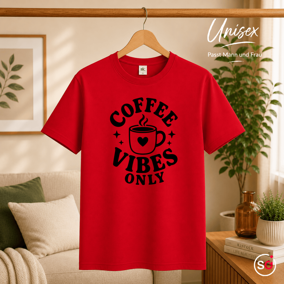 T-Shirt mit 'Coffee Vibes Only' Spruch | Retro Design mit Kaffeetasse und Herz - StyleOne