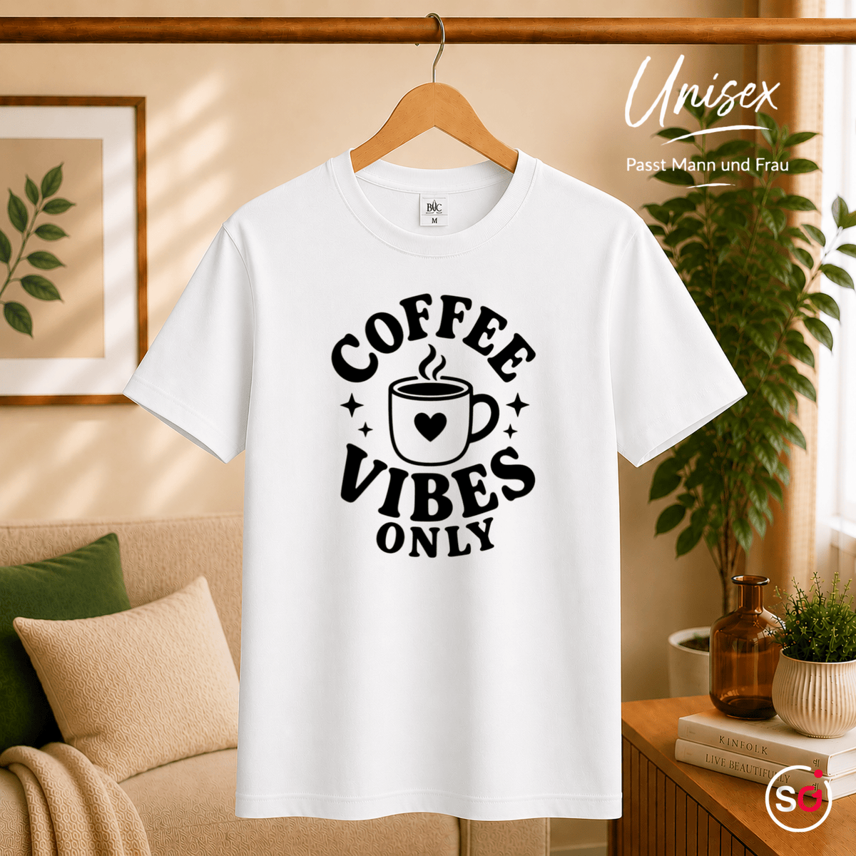 T-Shirt mit 'Coffee Vibes Only' Spruch | Retro Design mit Kaffeetasse und Herz - StyleOne