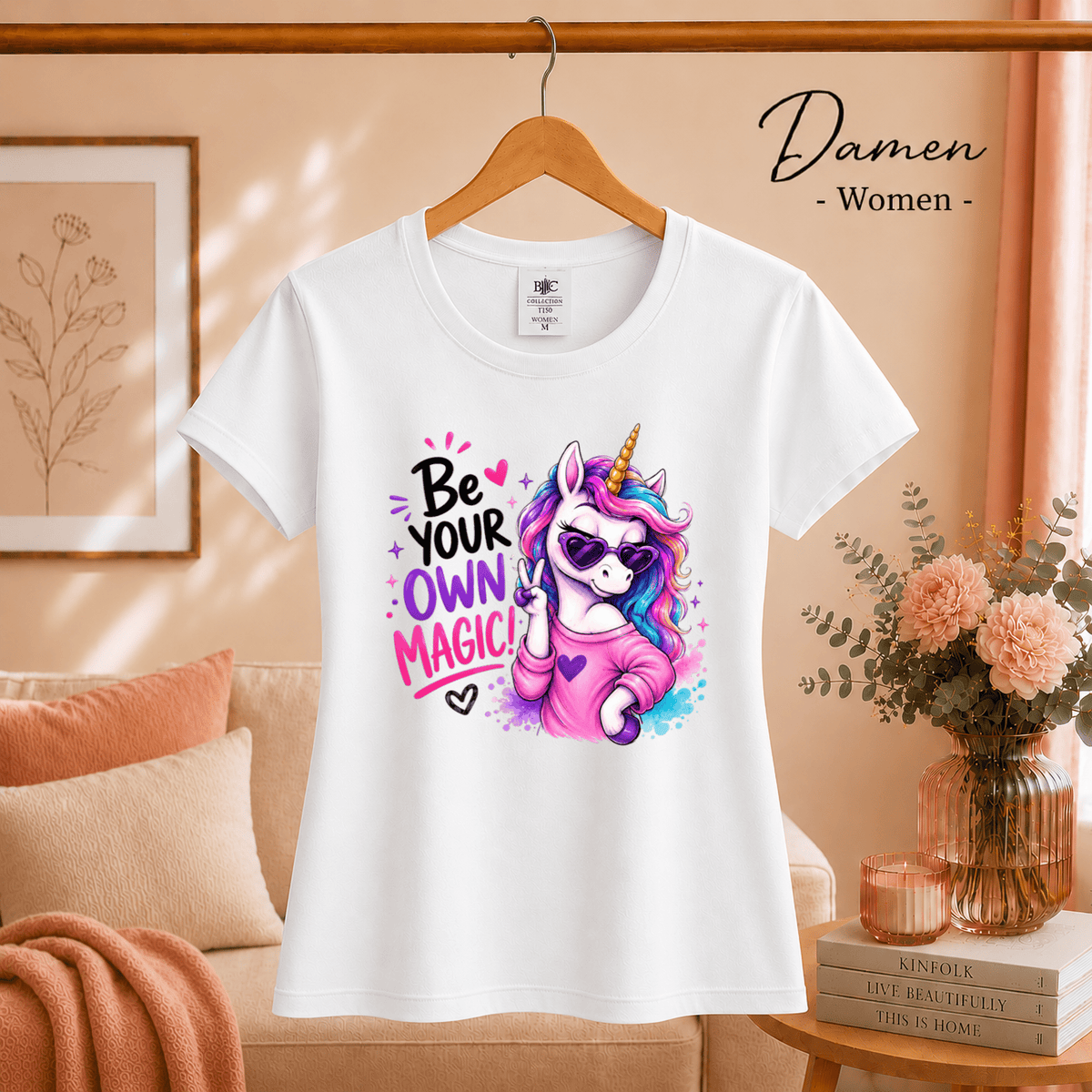 T-Shirt mit coolem Einhorn & Spruch "Be Your Own Magic" | Magisches Statement-Design - StyleOne