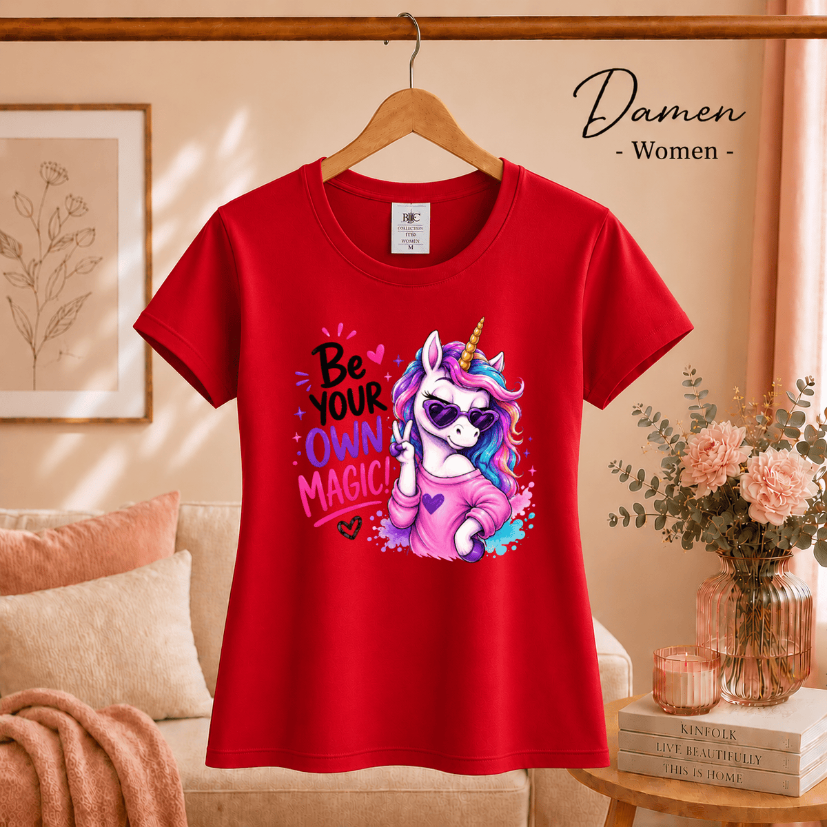 T-Shirt mit coolem Einhorn & Spruch "Be Your Own Magic" | Magisches Statement-Design - StyleOne