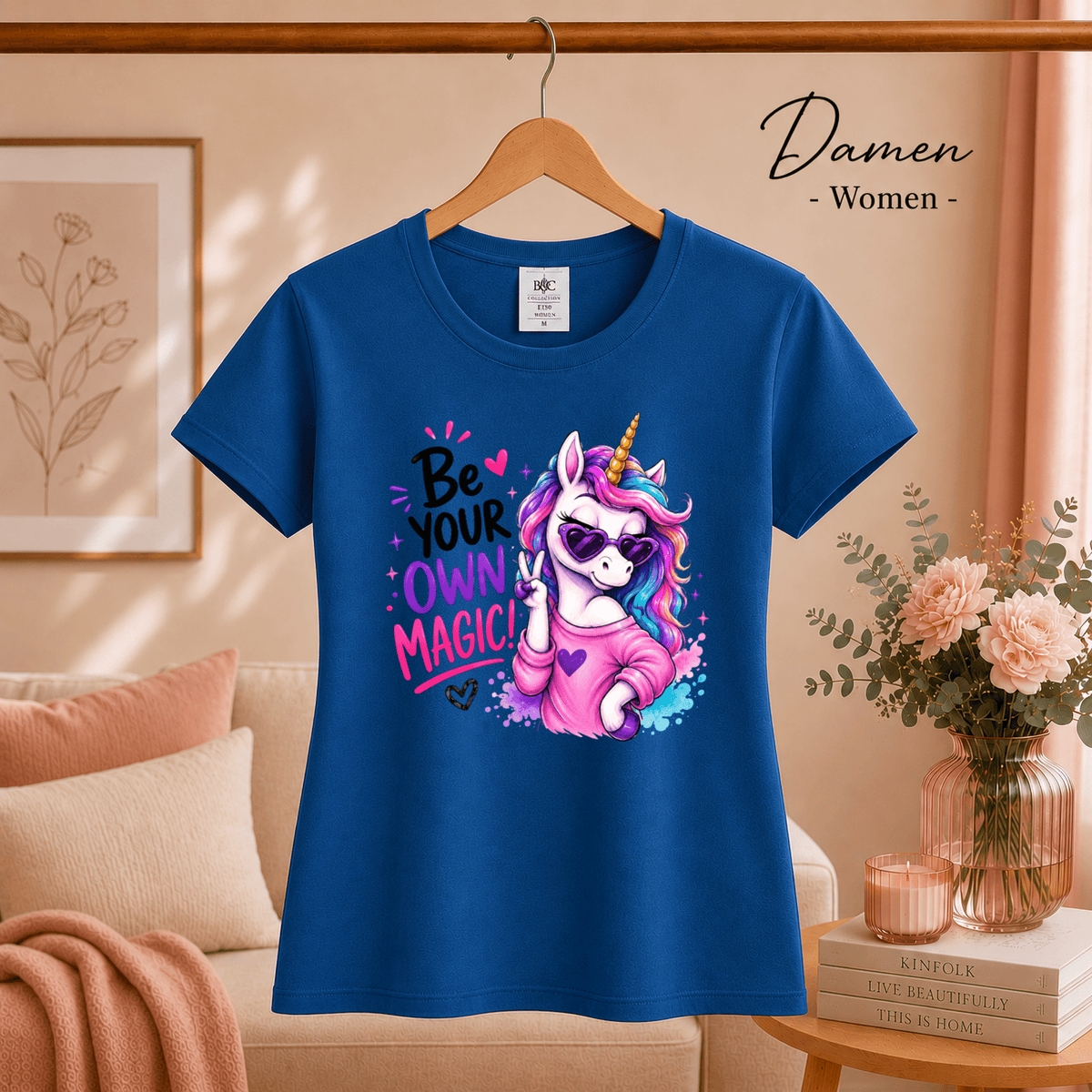 T-Shirt mit coolem Einhorn & Spruch "Be Your Own Magic" | Magisches Statement-Design - StyleOne