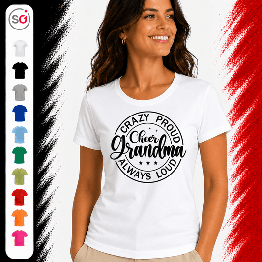 T-Shirt mit 'Crazy Proud Cheer Grandma' Spruch | Design für stolze Cheerleader-Omas - StyleOne