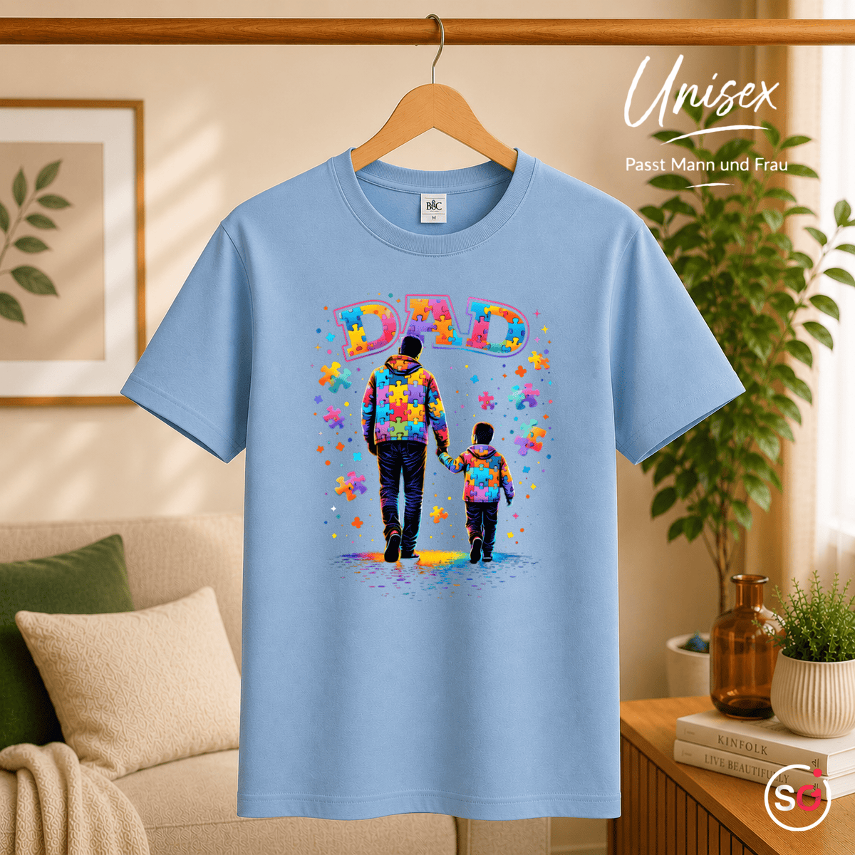 T-Shirt mit 'DAD' Puzzle-Motiv | Vater & Kind Design für Autismus-Bewusstsein - StyleOne