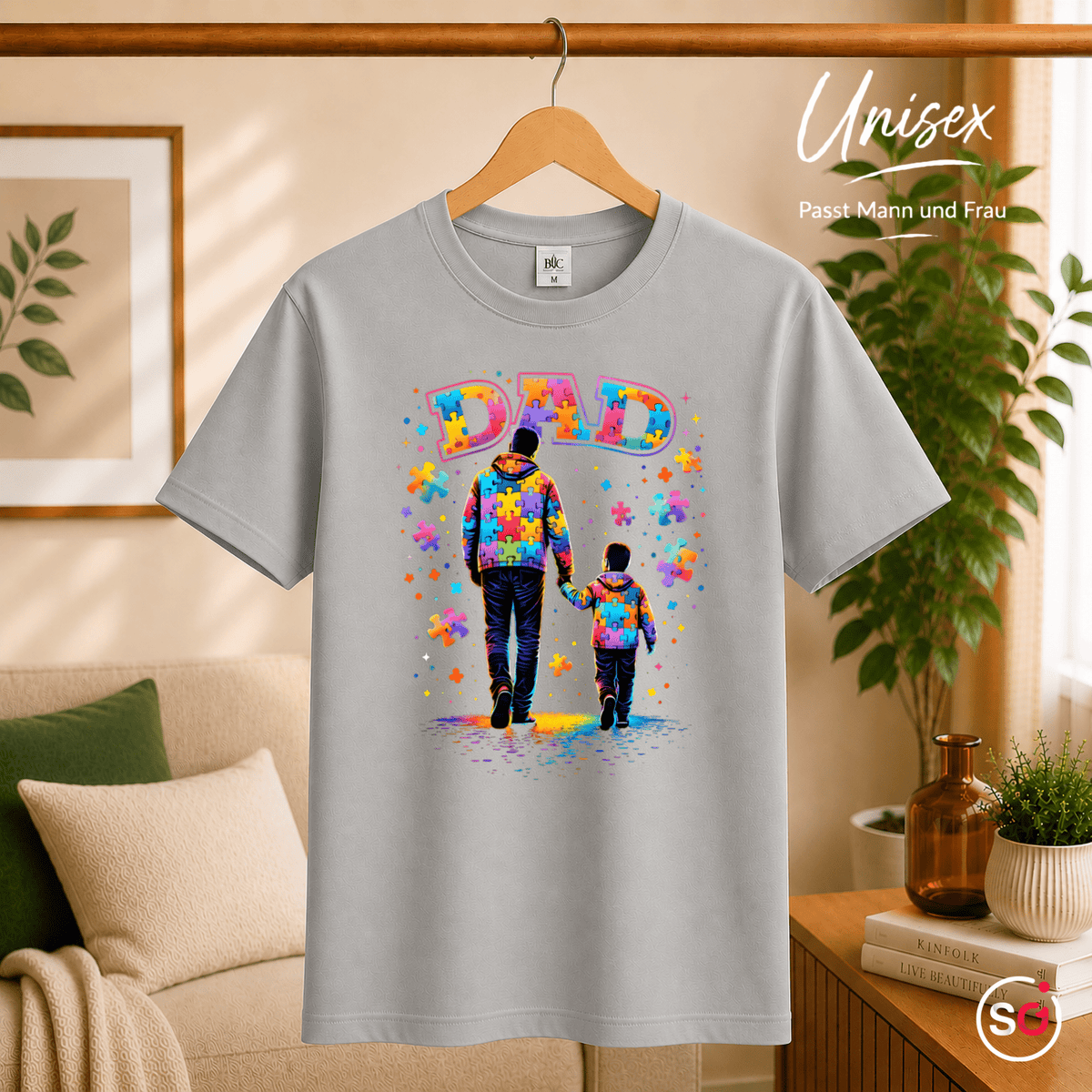 T-Shirt mit 'DAD' Puzzle-Motiv | Vater & Kind Design für Autismus-Bewusstsein - StyleOne