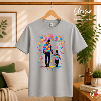 T-Shirt mit 'DAD' Puzzle-Motiv | Vater & Kind Design für Autismus-Bewusstsein - StyleOne