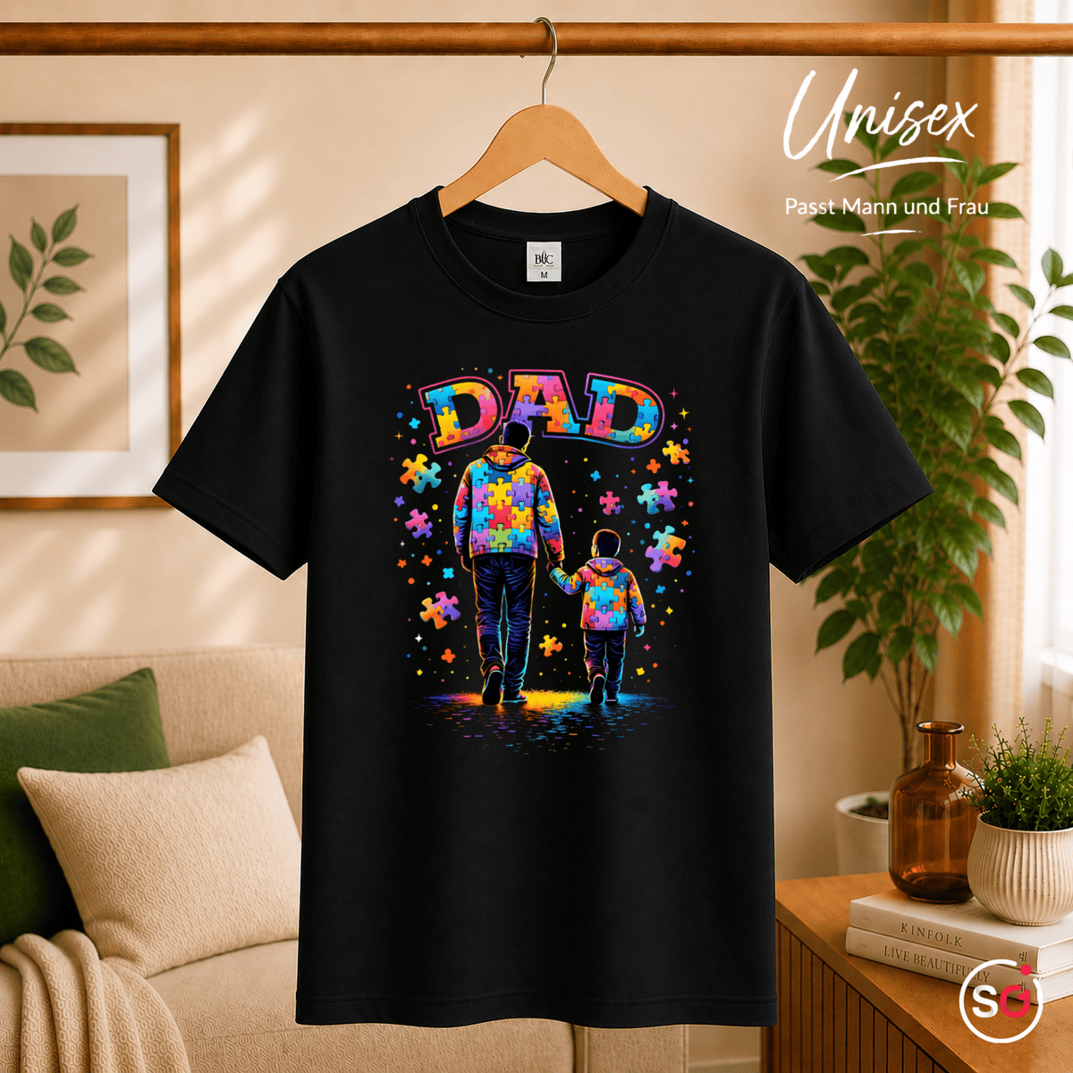 T-Shirt mit 'DAD' Puzzle-Motiv | Vater & Kind Design für Autismus-Bewusstsein - StyleOne