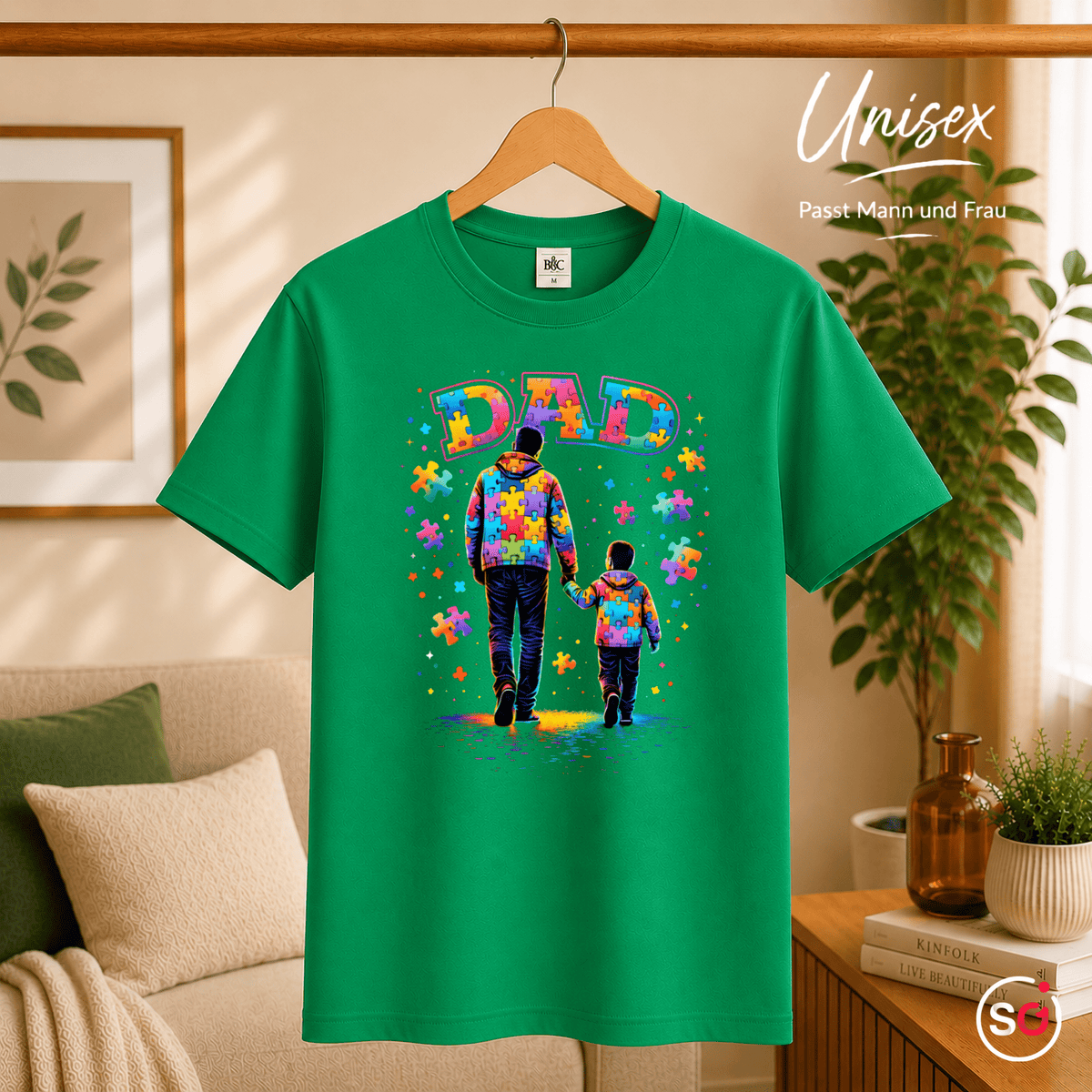 T-Shirt mit 'DAD' Puzzle-Motiv | Vater & Kind Design für Autismus-Bewusstsein - StyleOne