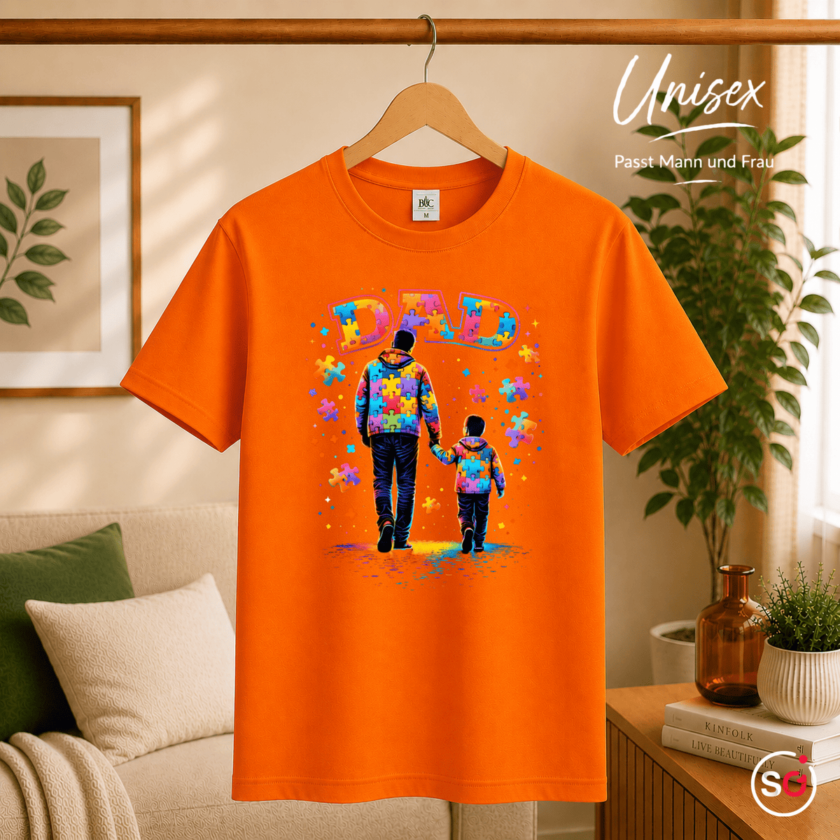 T-Shirt mit 'DAD' Puzzle-Motiv | Vater & Kind Design für Autismus-Bewusstsein - StyleOne