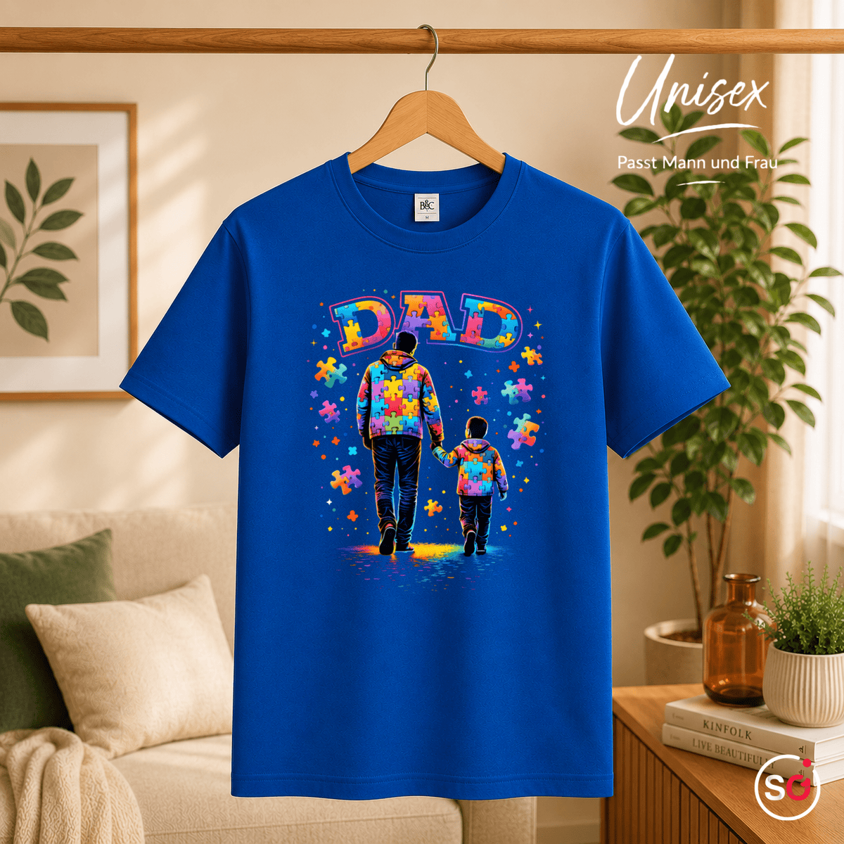 T-Shirt mit 'DAD' Puzzle-Motiv | Vater & Kind Design für Autismus-Bewusstsein - StyleOne