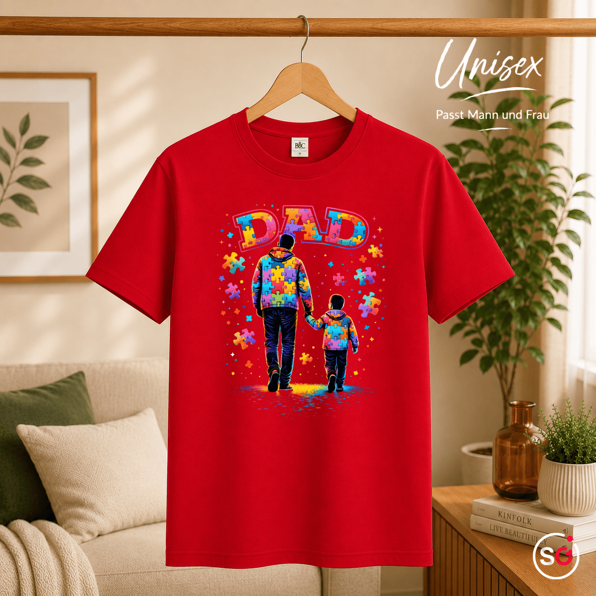 T-Shirt mit 'DAD' Puzzle-Motiv | Vater & Kind Design für Autismus-Bewusstsein - StyleOne