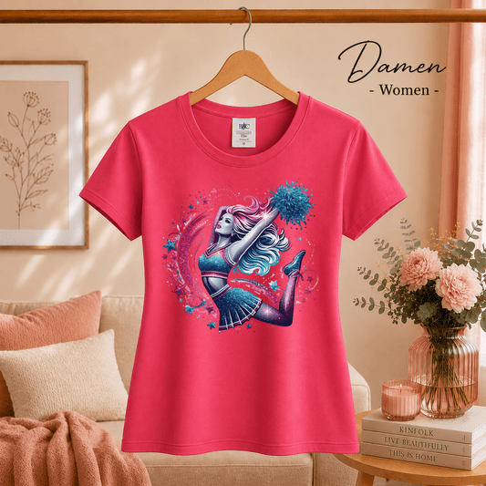 T-Shirt mit dynamischem Cheerleader-Motiv und galaktischen Sternen - StyleOne