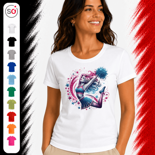T-Shirt mit dynamischem Cheerleader-Motiv und galaktischen Sternen - StyleOne